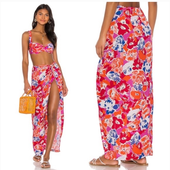 L Space Mia Floral Sarong Cover Up Skirt - Picture 1 of 5